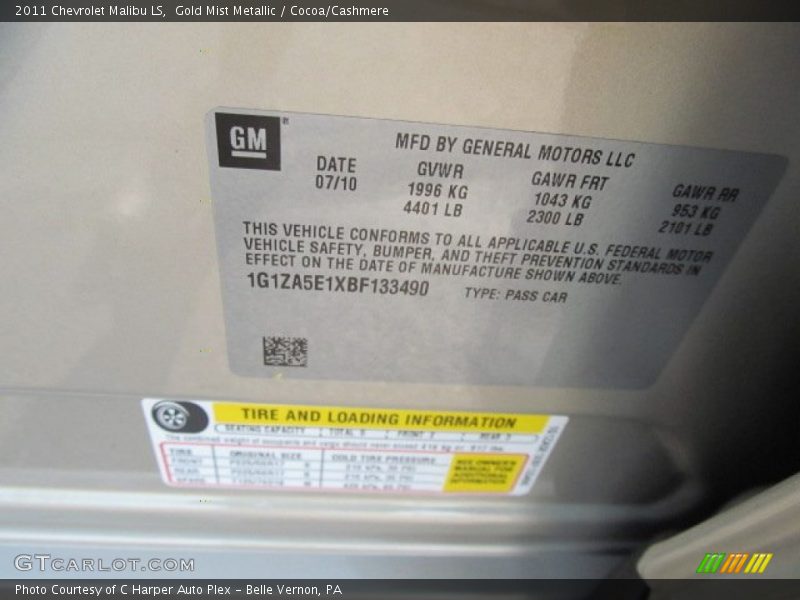 Gold Mist Metallic / Cocoa/Cashmere 2011 Chevrolet Malibu LS