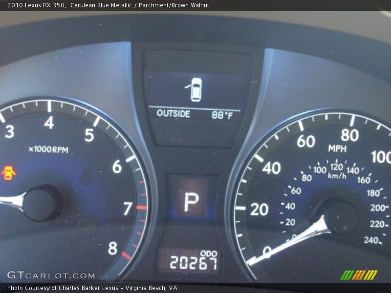 Cerulean Blue Metallic / Parchment/Brown Walnut 2010 Lexus RX 350