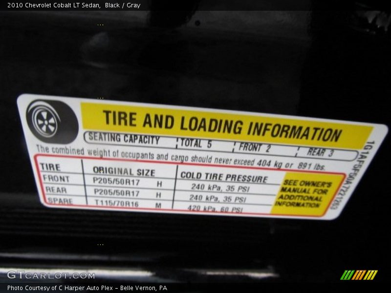 Black / Gray 2010 Chevrolet Cobalt LT Sedan