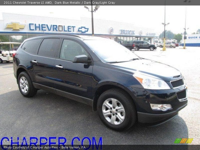 Dark Blue Metallic / Dark Gray/Light Gray 2011 Chevrolet Traverse LS AWD