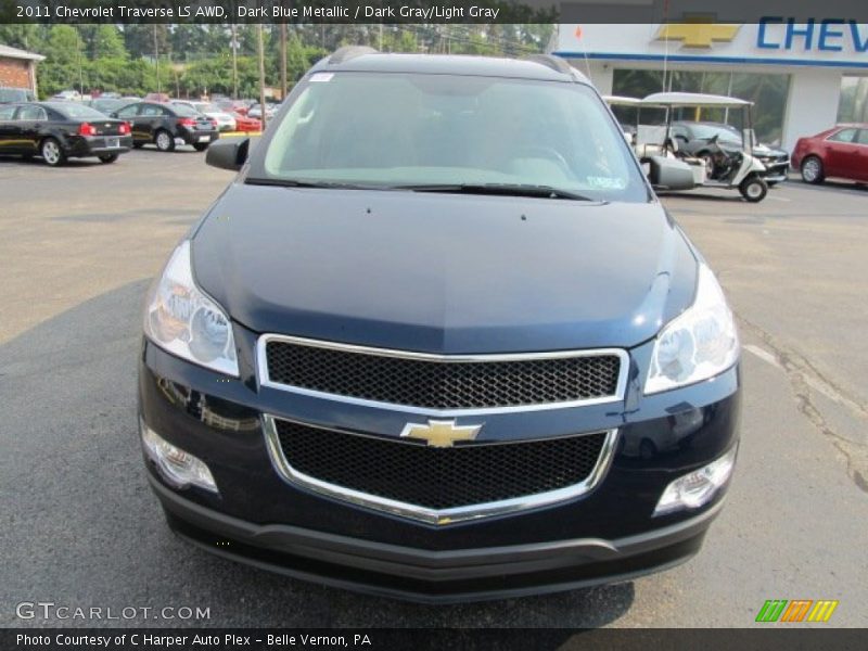 Dark Blue Metallic / Dark Gray/Light Gray 2011 Chevrolet Traverse LS AWD