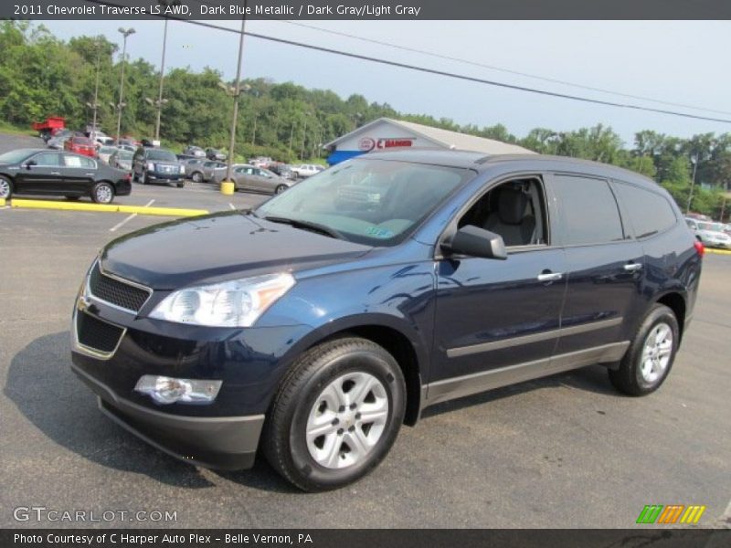 Dark Blue Metallic / Dark Gray/Light Gray 2011 Chevrolet Traverse LS AWD