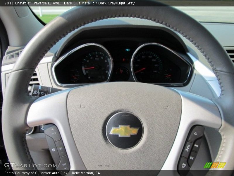 Dark Blue Metallic / Dark Gray/Light Gray 2011 Chevrolet Traverse LS AWD