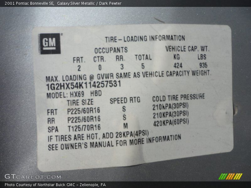 Galaxy Silver Metallic / Dark Pewter 2001 Pontiac Bonneville SE
