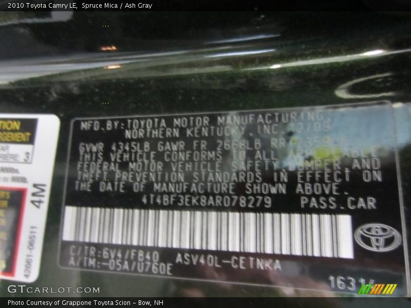 Spruce Mica / Ash Gray 2010 Toyota Camry LE