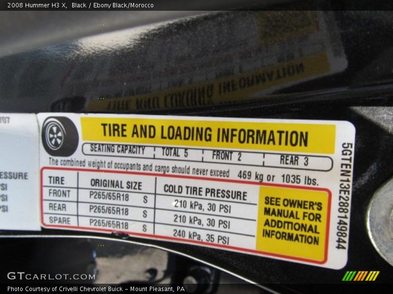 Black / Ebony Black/Morocco 2008 Hummer H3 X
