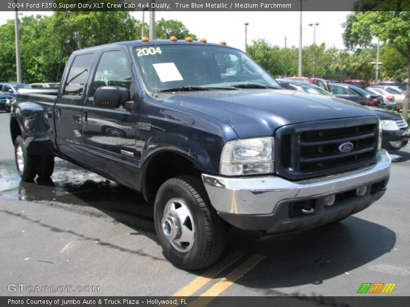 True Blue Metallic / Medium Parchment 2004 Ford F350 Super Duty XLT Crew Cab 4x4 Dually