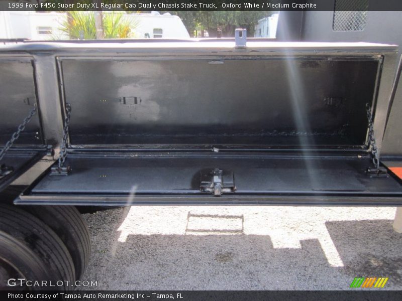 Oxford White / Medium Graphite 1999 Ford F450 Super Duty XL Regular Cab Dually Chassis Stake Truck