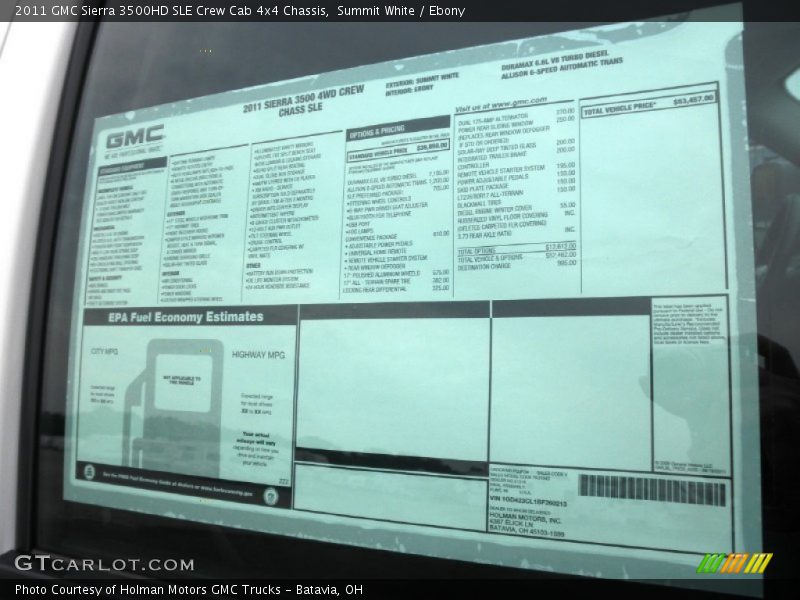 Summit White / Ebony 2011 GMC Sierra 3500HD SLE Crew Cab 4x4 Chassis