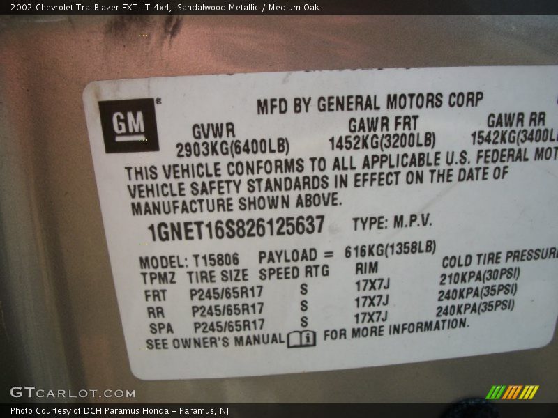 Sandalwood Metallic / Medium Oak 2002 Chevrolet TrailBlazer EXT LT 4x4