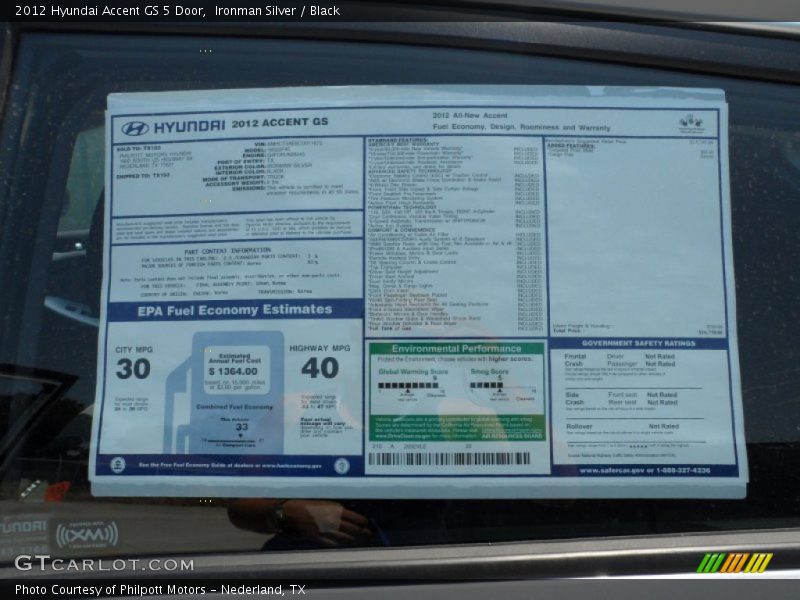  2012 Accent GS 5 Door Window Sticker