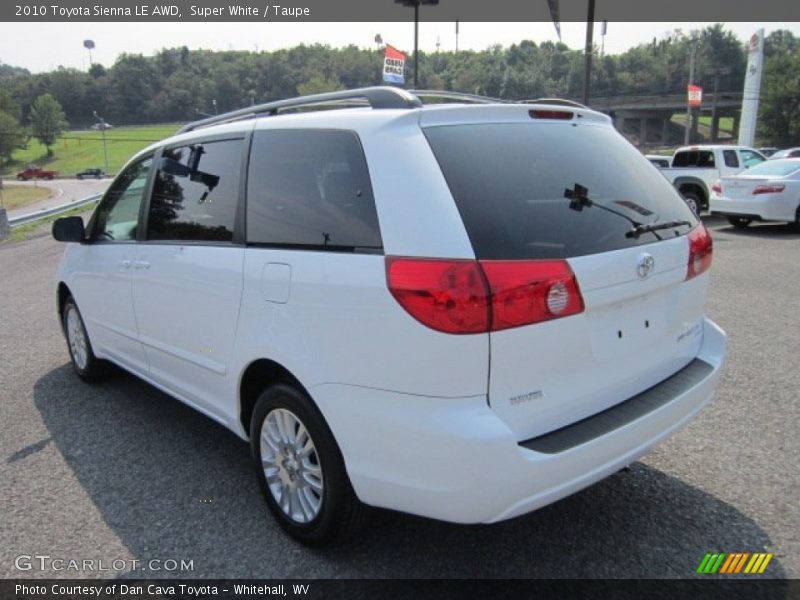 Super White / Taupe 2010 Toyota Sienna LE AWD