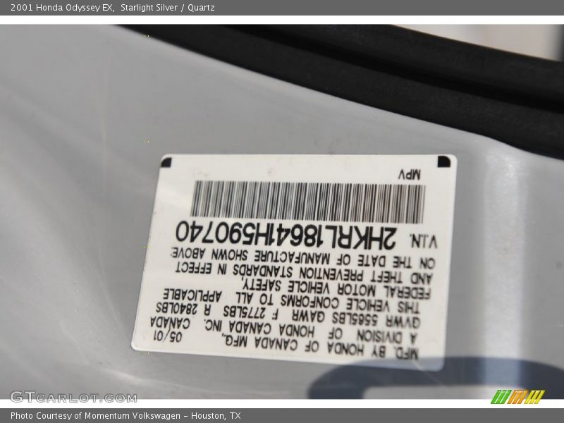 Starlight Silver / Quartz 2001 Honda Odyssey EX