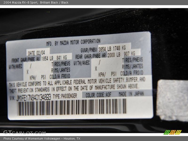 Brilliant Black / Black 2004 Mazda RX-8 Sport