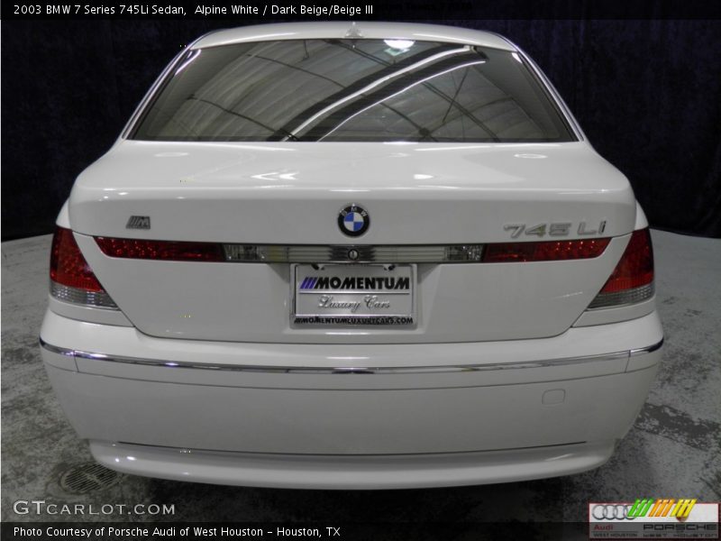 Alpine White / Dark Beige/Beige III 2003 BMW 7 Series 745Li Sedan