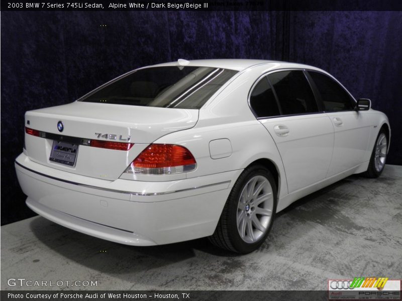 Alpine White / Dark Beige/Beige III 2003 BMW 7 Series 745Li Sedan