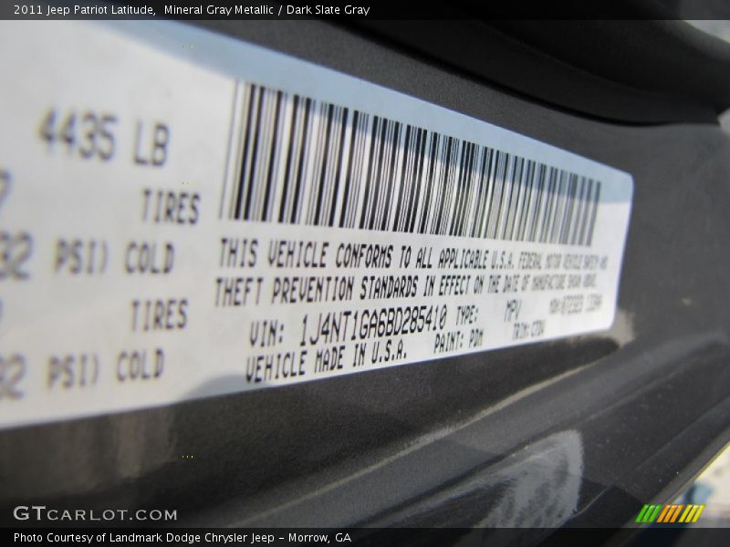 Mineral Gray Metallic / Dark Slate Gray 2011 Jeep Patriot Latitude