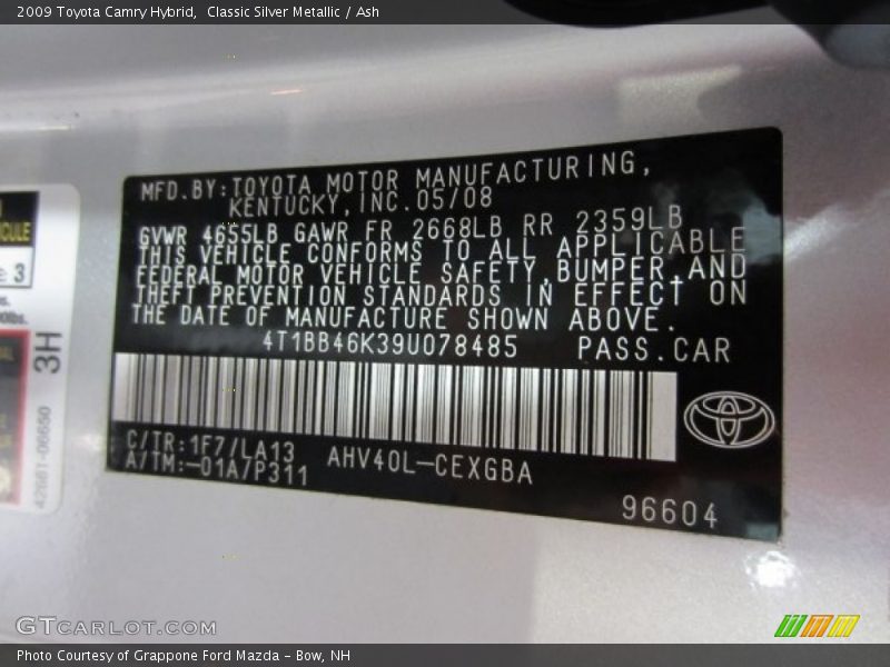 Classic Silver Metallic / Ash 2009 Toyota Camry Hybrid