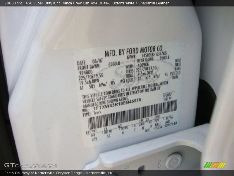 Oxford White / Chaparral Leather 2008 Ford F450 Super Duty King Ranch Crew Cab 4x4 Dually