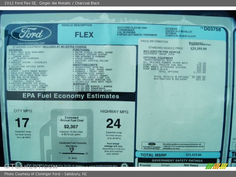  2012 Flex SE Window Sticker