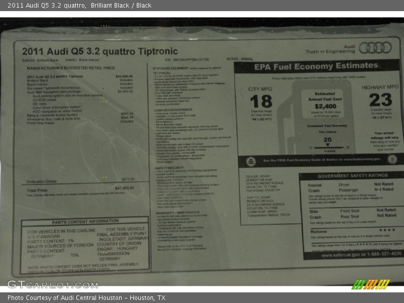 Brilliant Black / Black 2011 Audi Q5 3.2 quattro