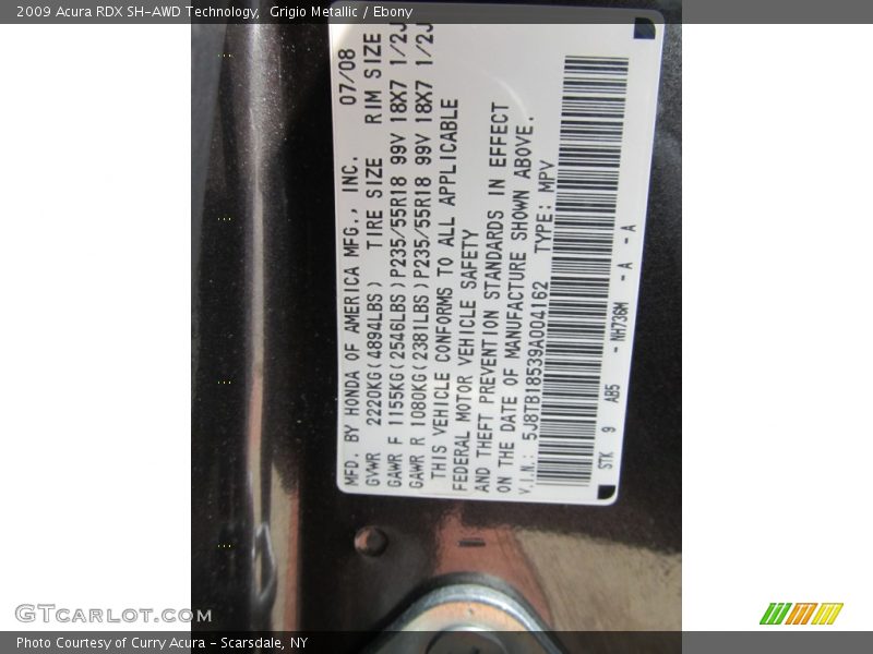 Grigio Metallic / Ebony 2009 Acura RDX SH-AWD Technology