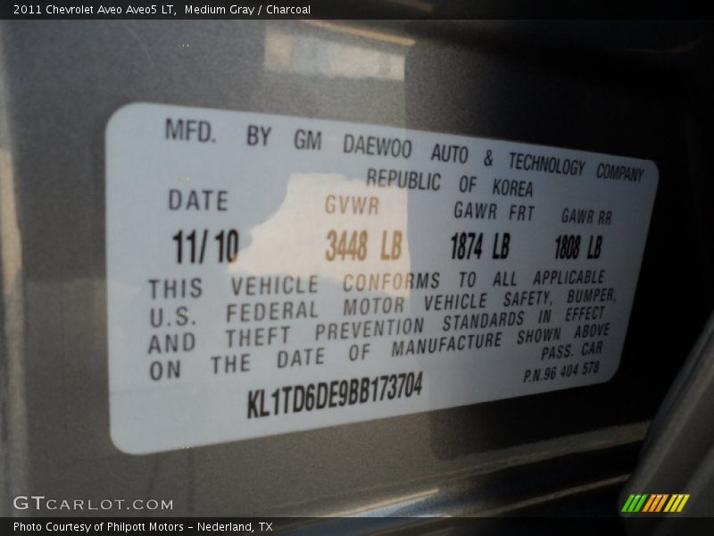 Medium Gray / Charcoal 2011 Chevrolet Aveo Aveo5 LT