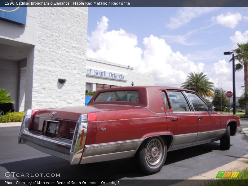 Maple Red Metallic / Red/White 1990 Cadillac Brougham d'Elegance