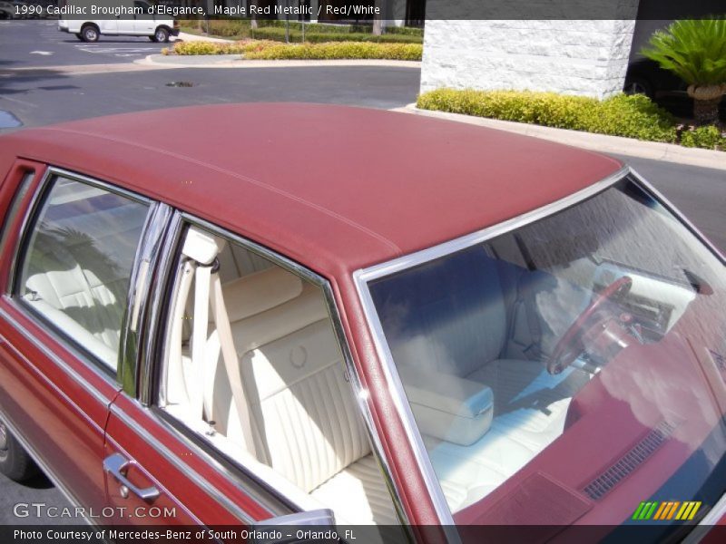 Maple Red Metallic / Red/White 1990 Cadillac Brougham d'Elegance