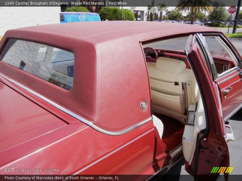 Maple Red Metallic / Red/White 1990 Cadillac Brougham d'Elegance