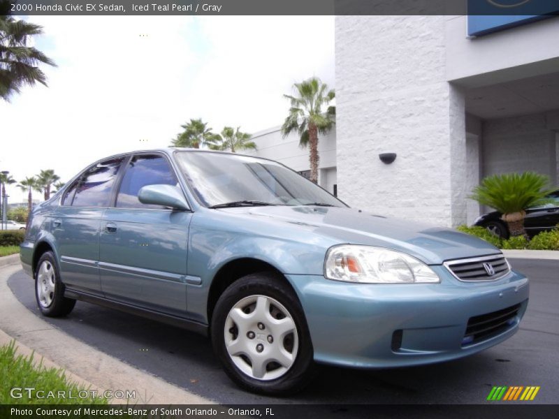 Iced Teal Pearl / Gray 2000 Honda Civic EX Sedan