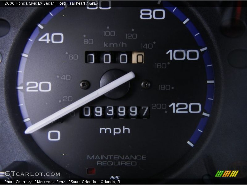 Iced Teal Pearl / Gray 2000 Honda Civic EX Sedan