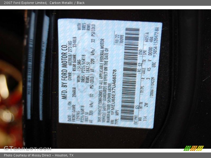 Carbon Metallic / Black 2007 Ford Explorer Limited