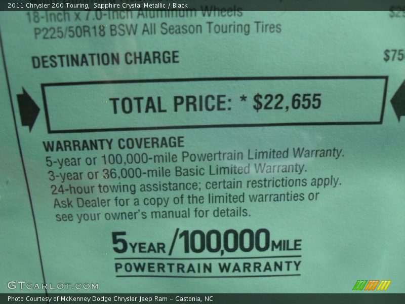 Sapphire Crystal Metallic / Black 2011 Chrysler 200 Touring