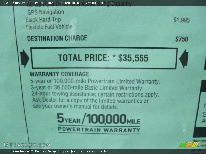 Brilliant Black Crystal Pearl / Black 2011 Chrysler 200 Limited Convertible