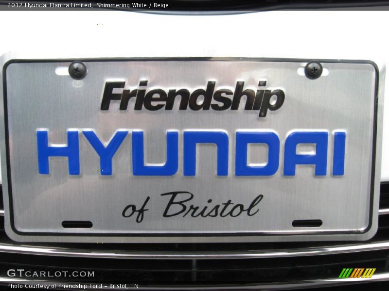 Shimmering White / Beige 2012 Hyundai Elantra Limited