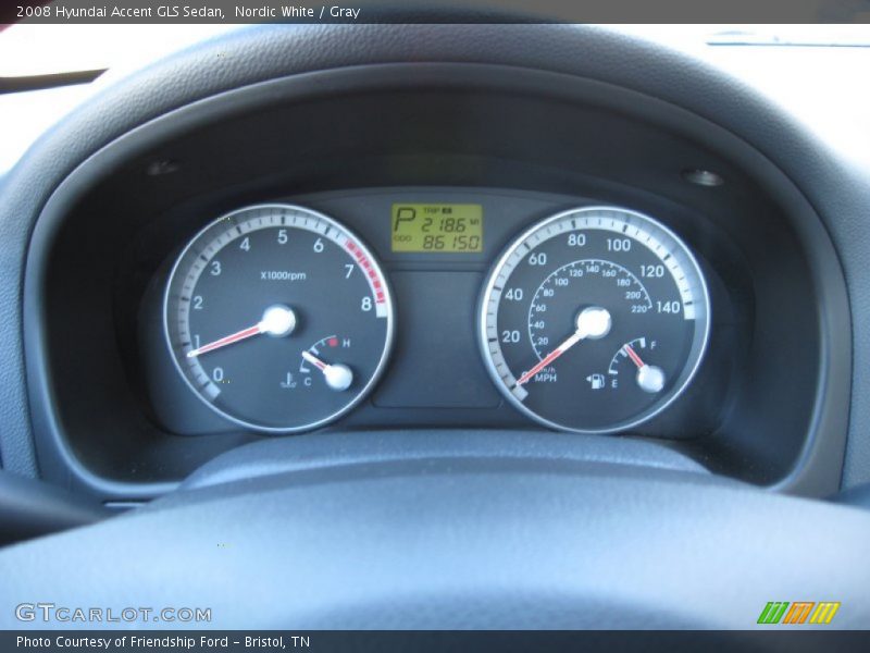 Nordic White / Gray 2008 Hyundai Accent GLS Sedan