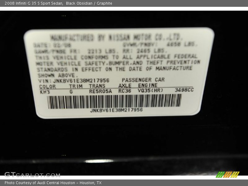 Black Obsidian / Graphite 2008 Infiniti G 35 S Sport Sedan