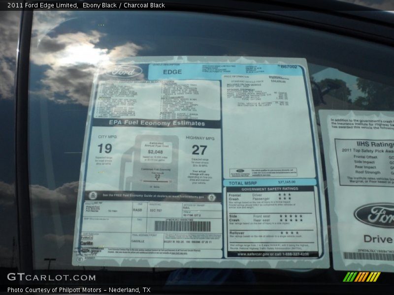 Ebony Black / Charcoal Black 2011 Ford Edge Limited
