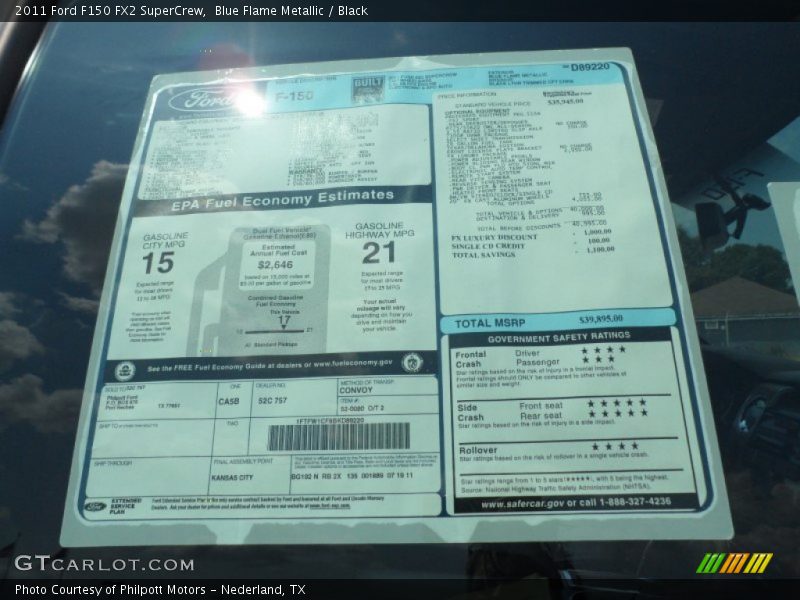  2011 F150 FX2 SuperCrew Window Sticker