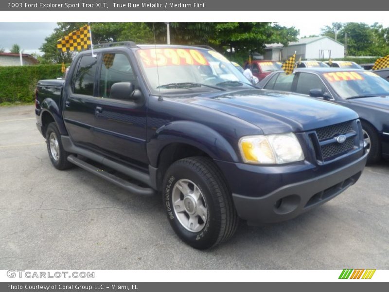 True Blue Metallic / Medium Flint 2003 Ford Explorer Sport Trac XLT
