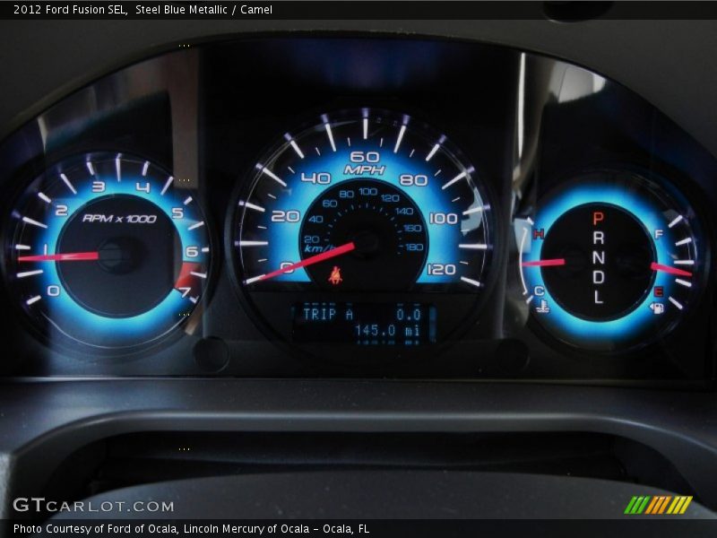 Steel Blue Metallic / Camel 2012 Ford Fusion SEL