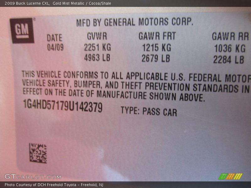 Gold Mist Metallic / Cocoa/Shale 2009 Buick Lucerne CXL