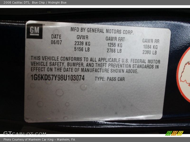Blue Chip / Midnight Blue 2008 Cadillac DTS