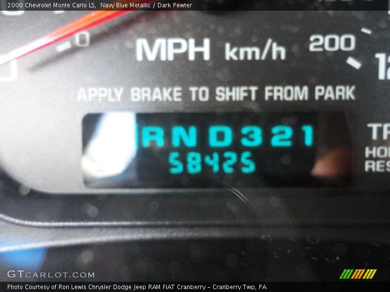 Navy Blue Metallic / Dark Pewter 2000 Chevrolet Monte Carlo LS