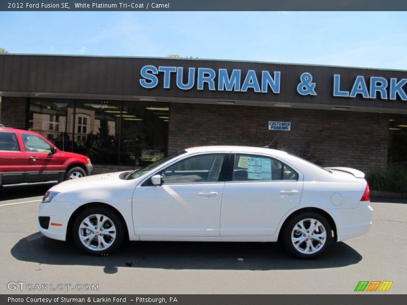 White Platinum Tri-Coat / Camel 2012 Ford Fusion SE