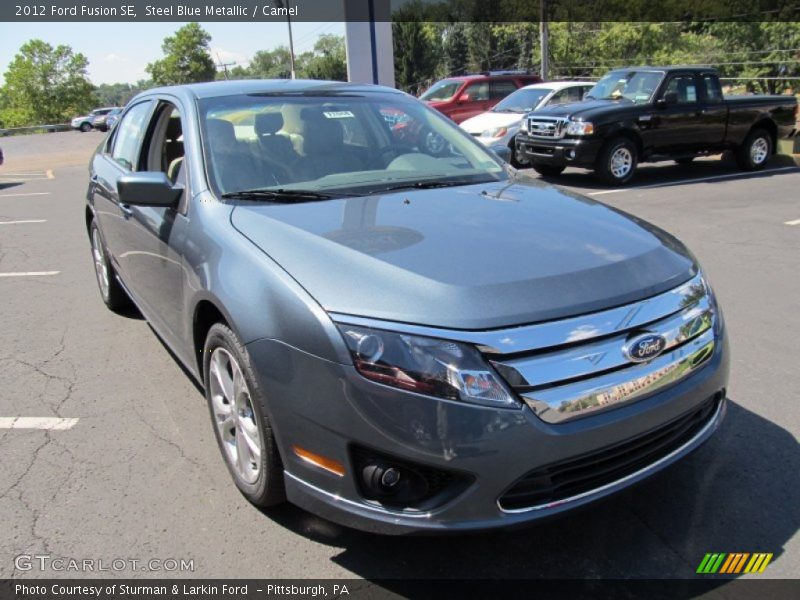 Steel Blue Metallic / Camel 2012 Ford Fusion SE