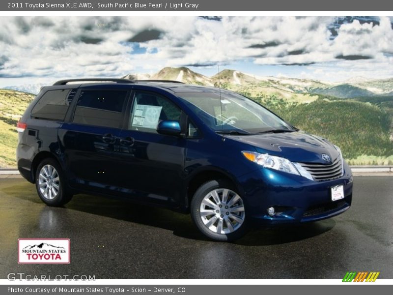South Pacific Blue Pearl / Light Gray 2011 Toyota Sienna XLE AWD