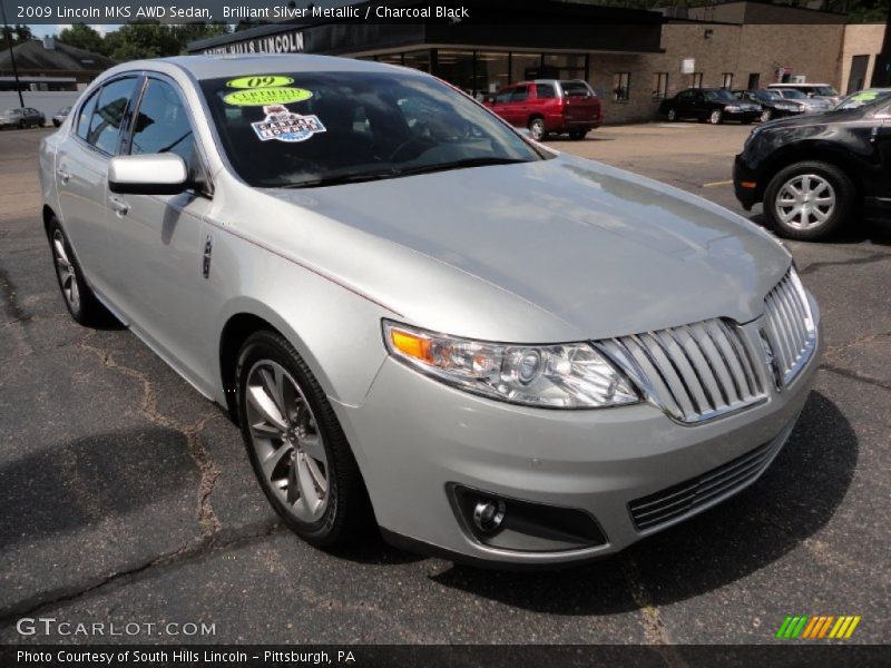 Brilliant Silver Metallic / Charcoal Black 2009 Lincoln MKS AWD Sedan