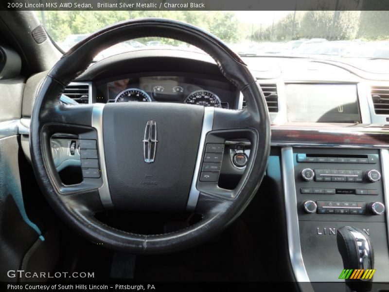 Brilliant Silver Metallic / Charcoal Black 2009 Lincoln MKS AWD Sedan